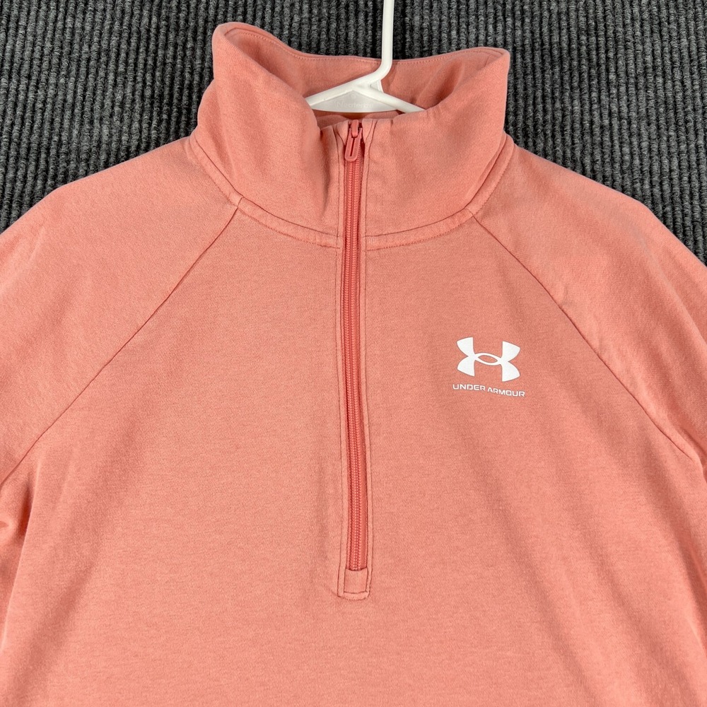 Under Armour Pullover Sweatshirt Womens Medium Pink Long Sleeve 1/4 Zip